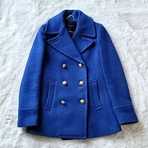 J Crew Majesty Stadium Cloth Nello Gori Wool Peacoat